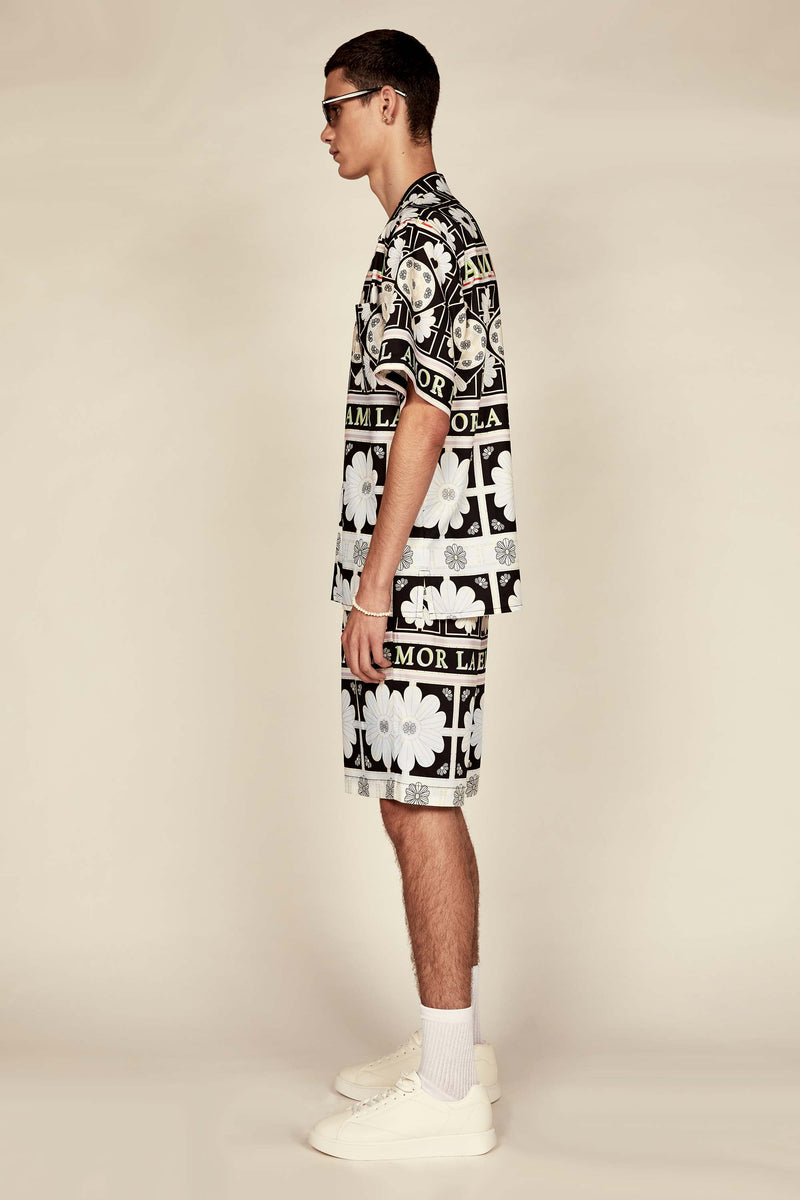 Les Bronson Silk Print Bermuda Shorts