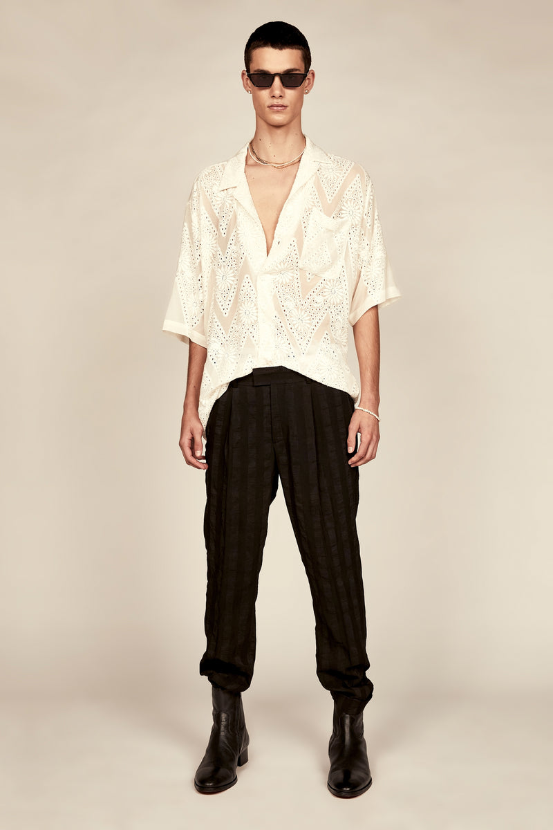 Les Bronson Oversize Silk Embroidery Shirt